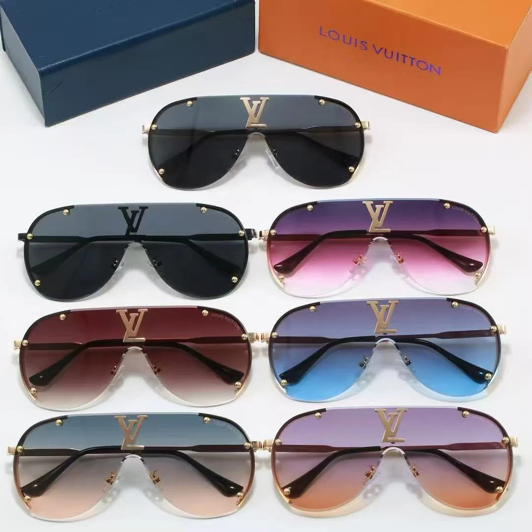 Oversized Integrated Metal Frame Sunglasses, UV400 Polarized Fashion Shades