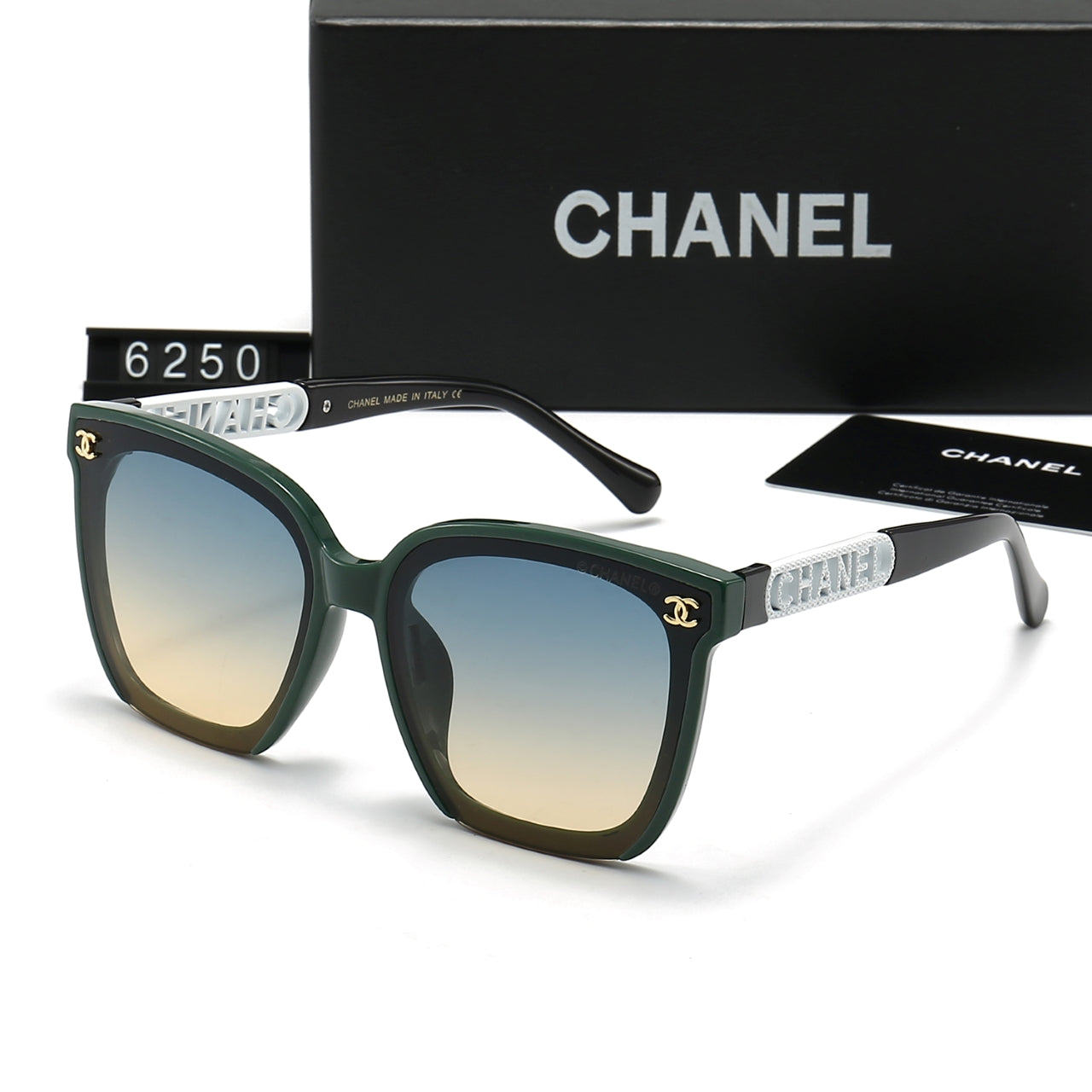 Gafas de sol clásicas con montura metálica y letras de moda