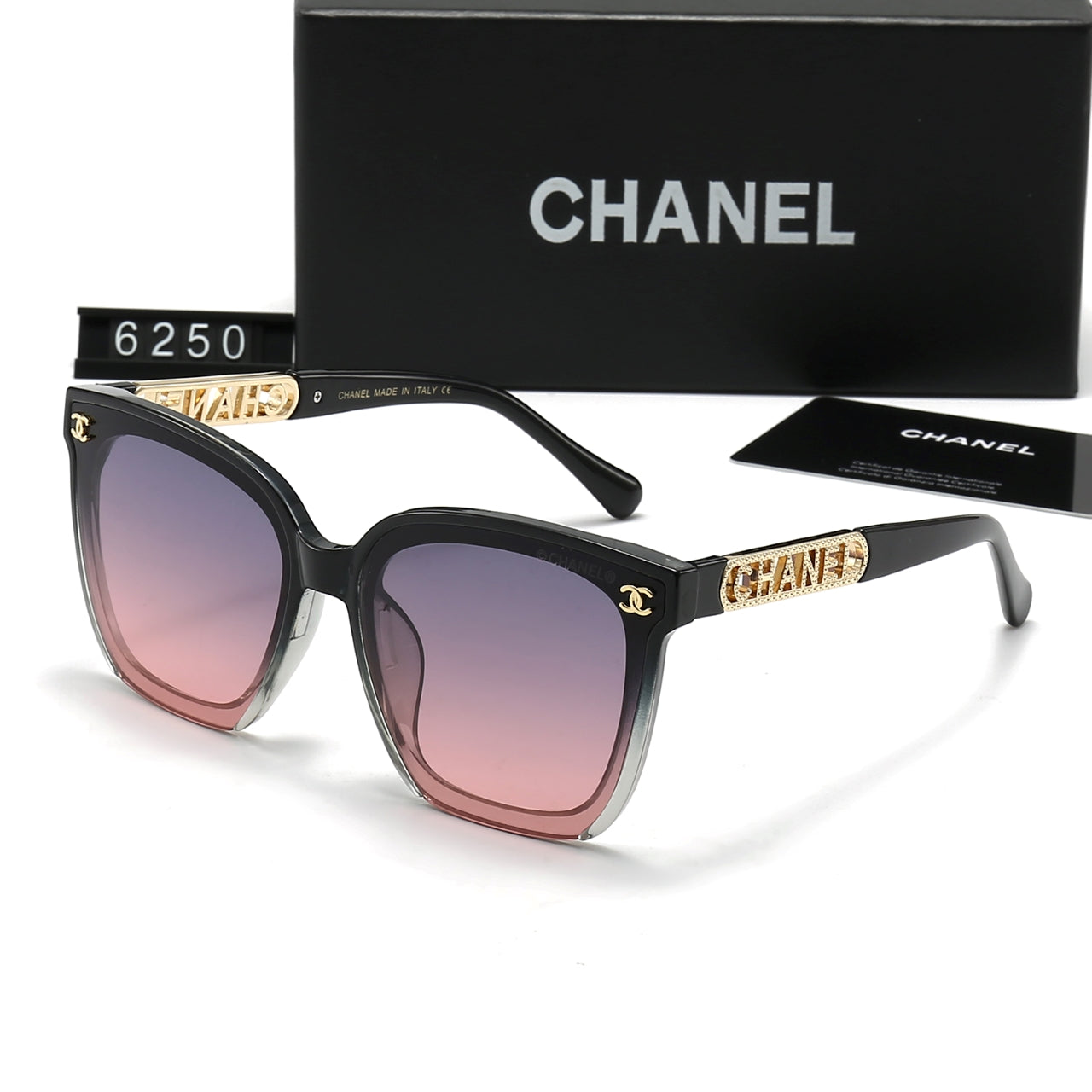 Gafas de sol clásicas con montura metálica y letras de moda