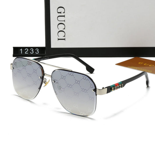 Lunettes de soleil métalliques unisexes à double pont et lettres