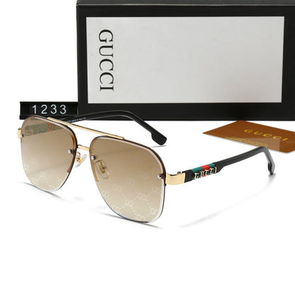 Lunettes de soleil métalliques unisexes à double pont et lettres