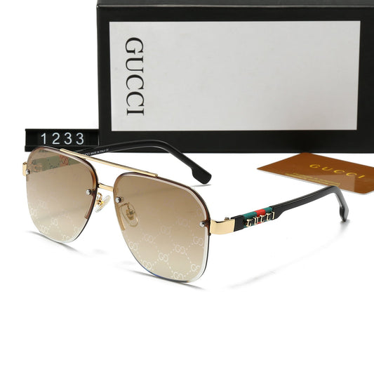 Lunettes de soleil métalliques unisexes à double pont et lettres