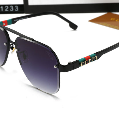 Lunettes de soleil métalliques unisexes à double pont et lettres