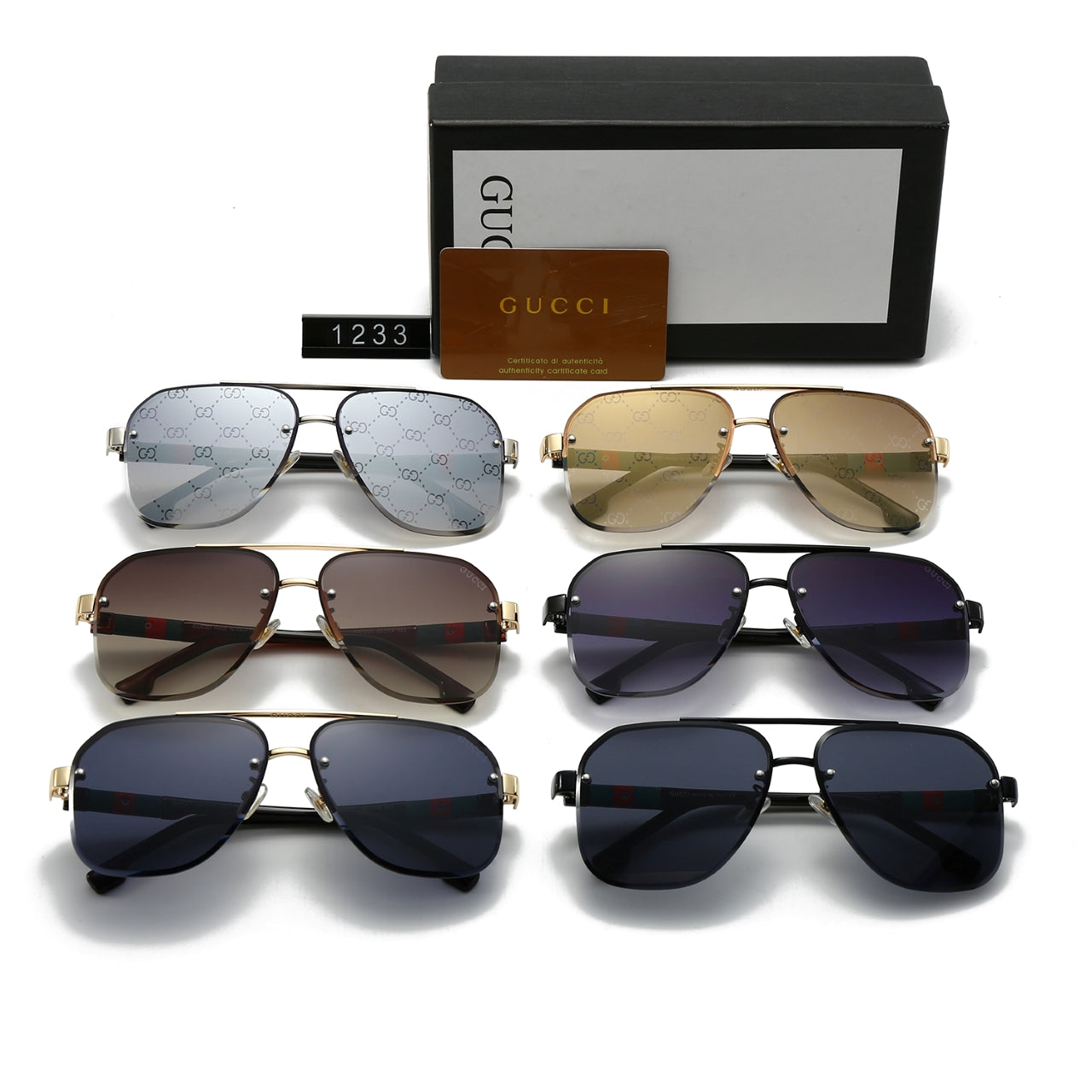Gafas de Sol Metálicas Unisex de Doble Puente con Letras