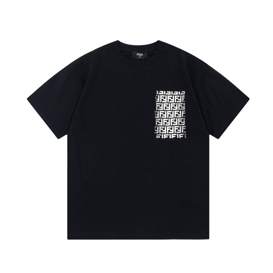 T-shirt à imprimé lettres FF doubles sur la poche